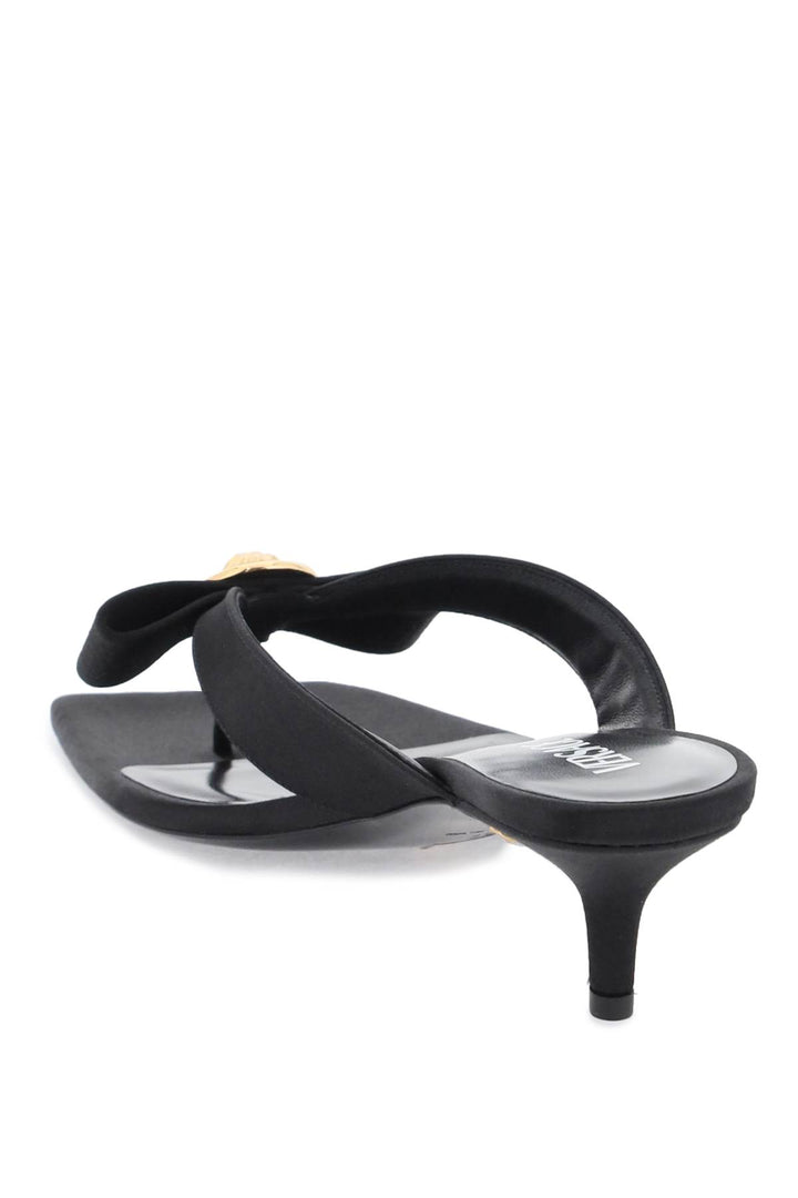 Versace Gianni Ribbon Thong Mules   Nero