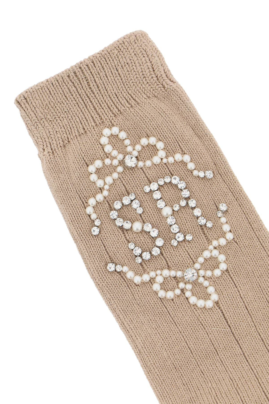 Simone Rocha Sr Socks With Pearls And Crystals   Beige