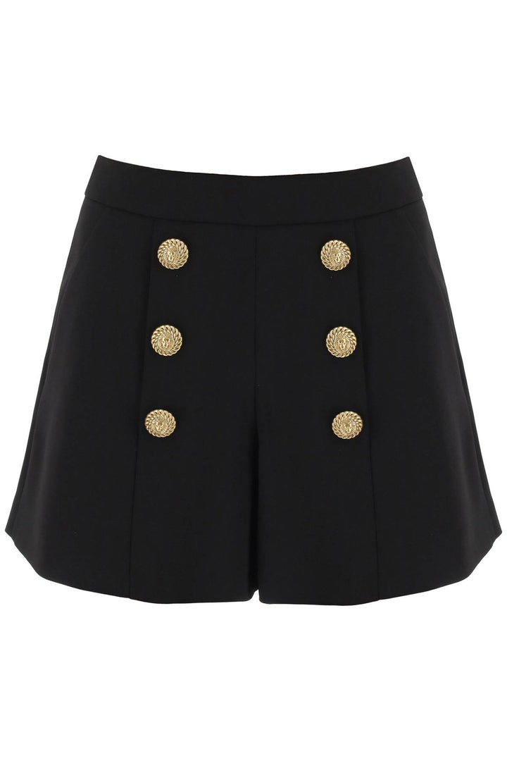 Balmain Crepe Shorts With Embossed Buttons   Nero