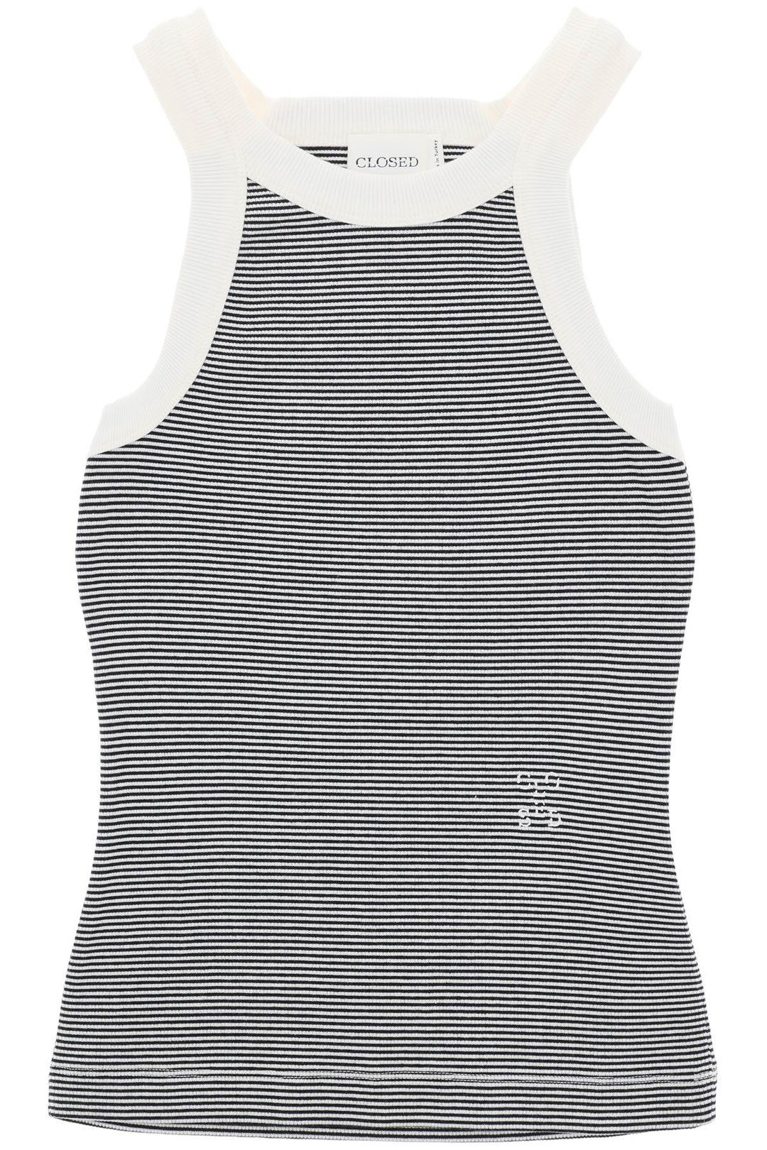 Closed Striped Racer Tank Top   Bianco