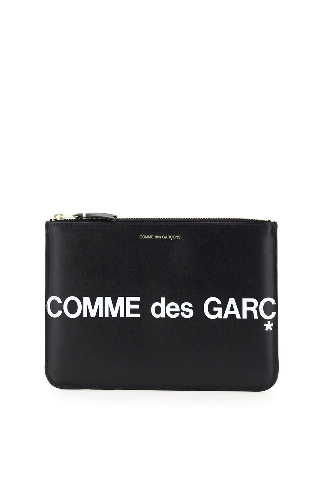 Comme Des Garcons Wallet Leather Pouch With Logo   Nero