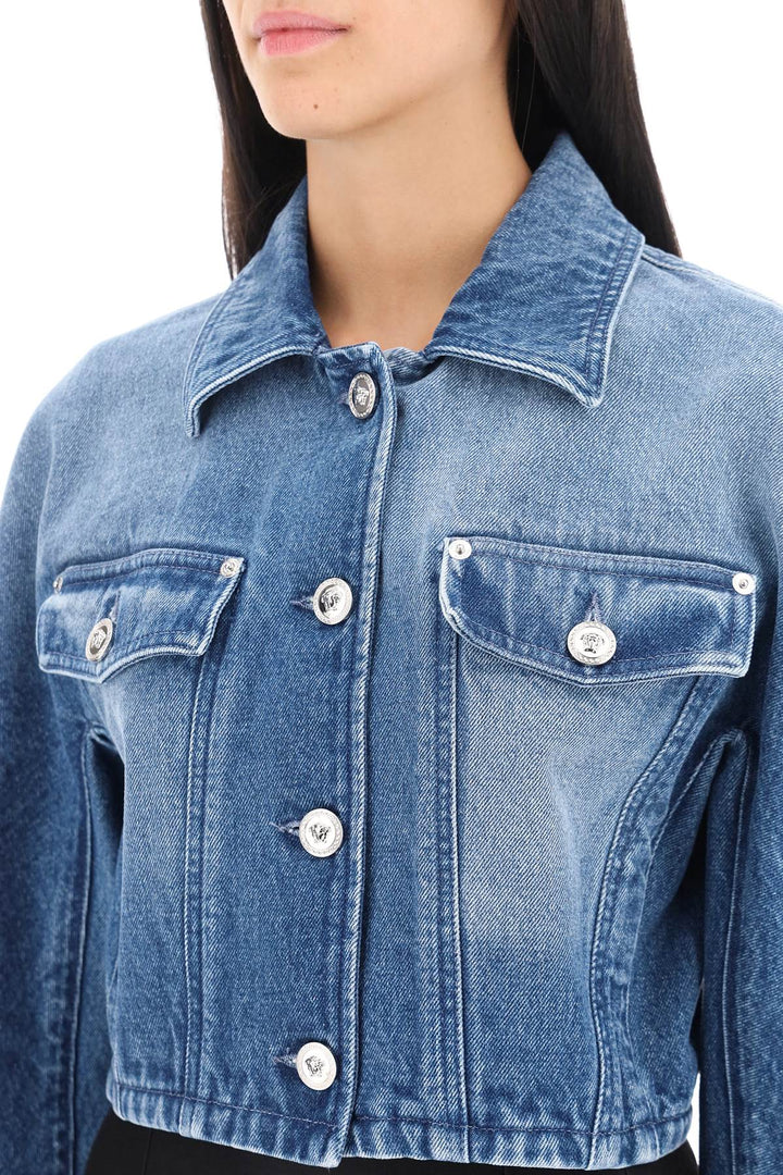 Versace Cropped Denim Jacket   Blu
