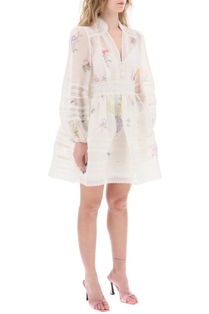 Zimmermann Replace With Double Quotemini Nature Floral Organza Dressreplace With Double Quote   Bianco
