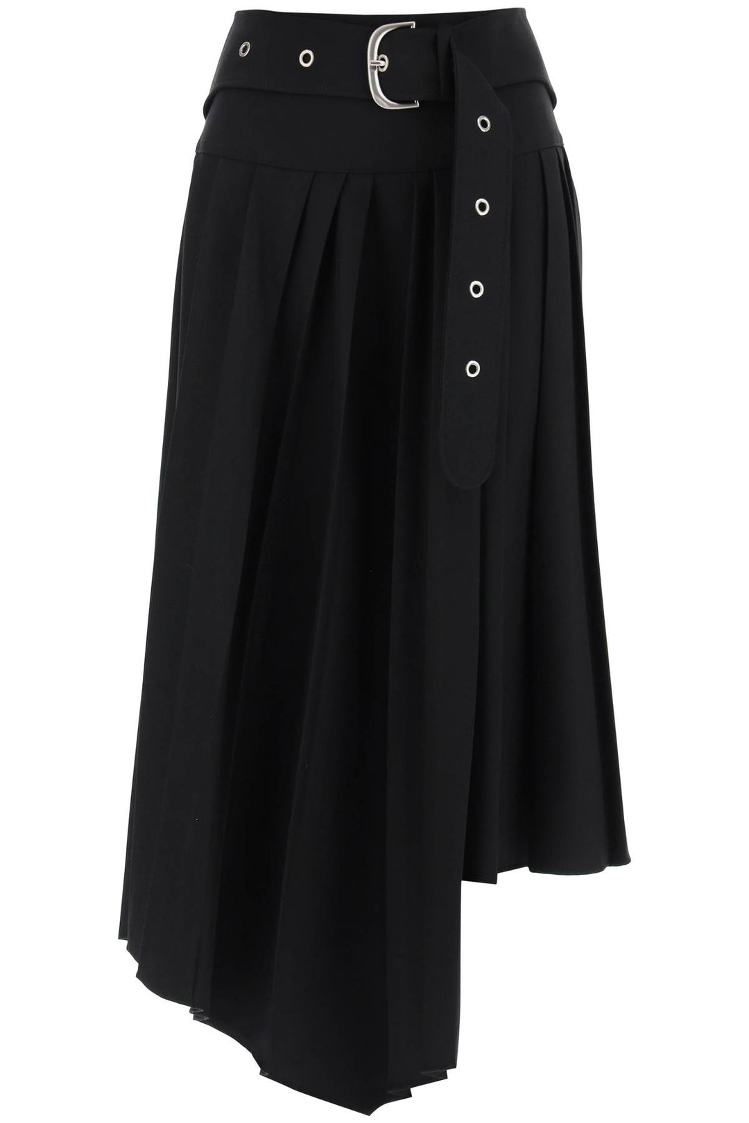 Off White Belted Tech Drill Pleated Skirt   Nero
