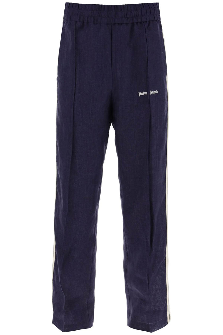 Palm Angels Linen Joggers With Side Stripes   Blu
