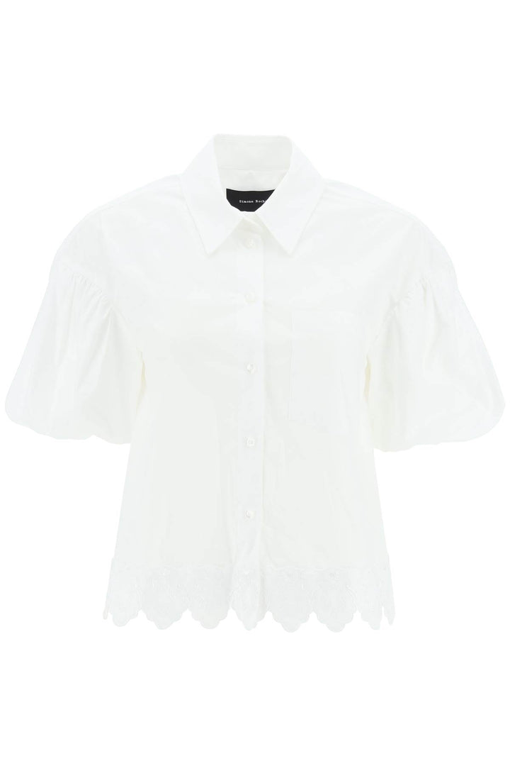 Simone Rocha Embroidered Cropped Shirt   Bianco