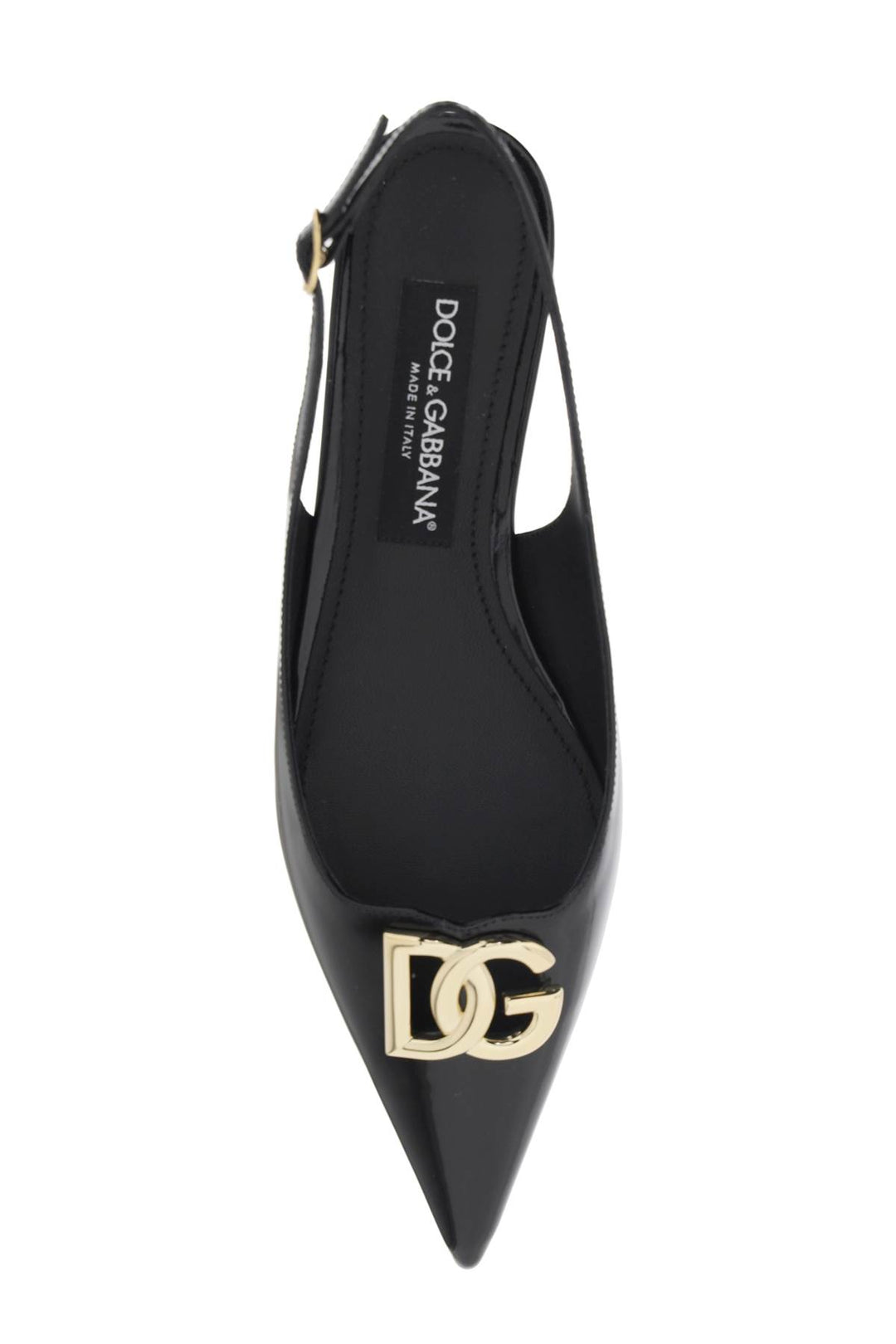 Dolce & Gabbana Slingback Ballet Flats With Dg Logo   Nero