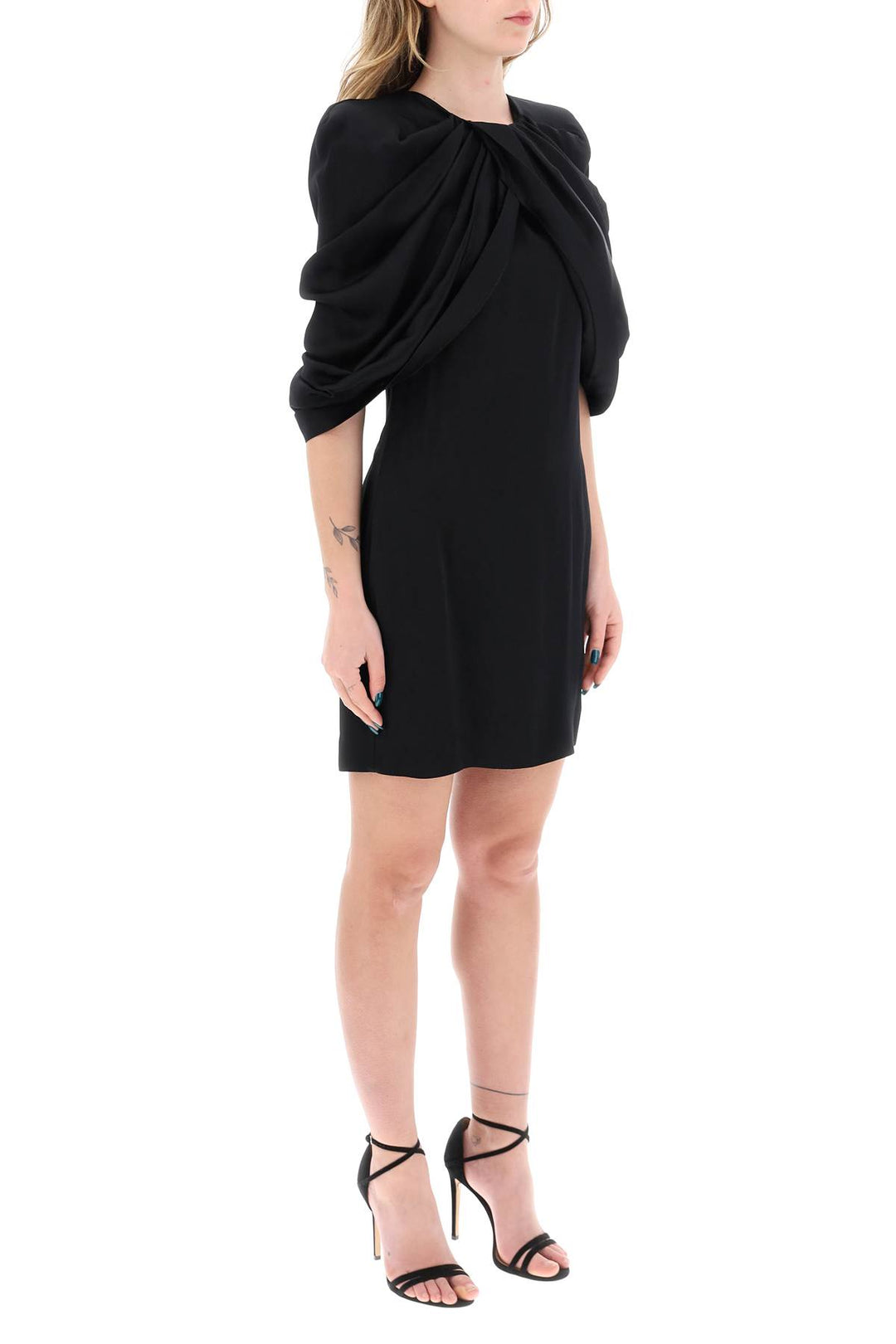 Stella Mc Cartney Mini Dress With Petal Sleeves   Nero