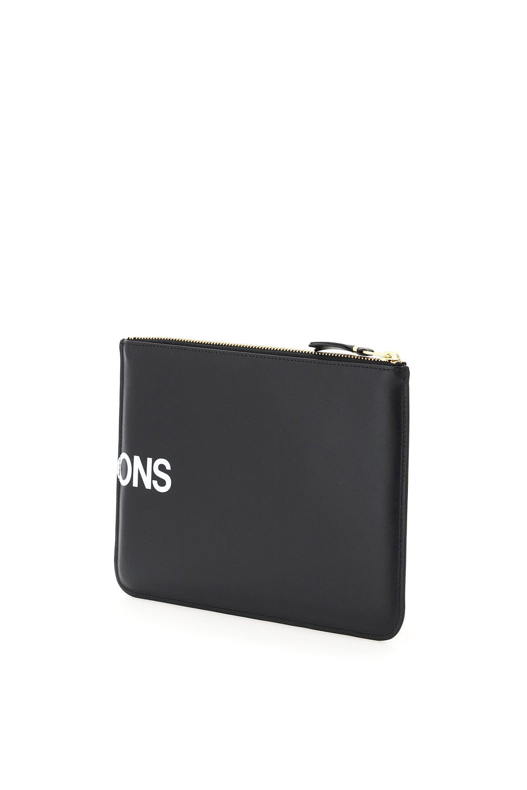 Comme Des Garcons Wallet Leather Pouch With Logo   Nero