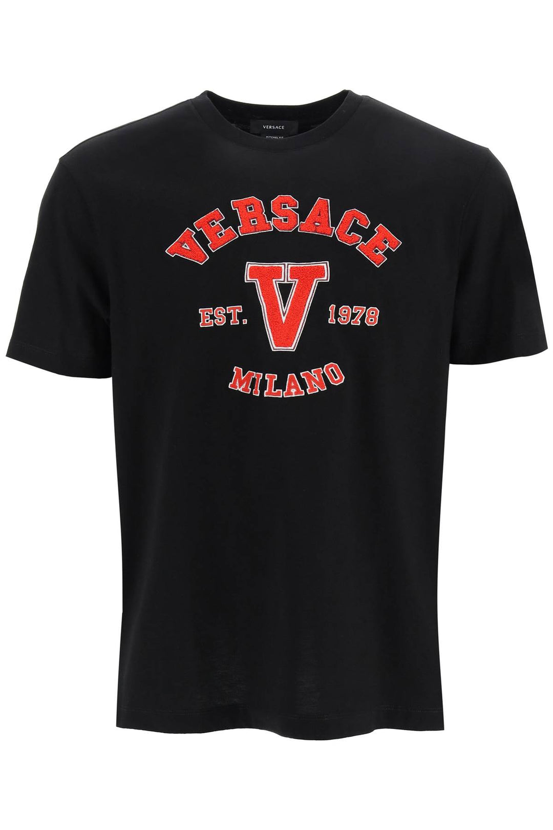 Versace Mitchel Logo Varsity T Shirt   Nero