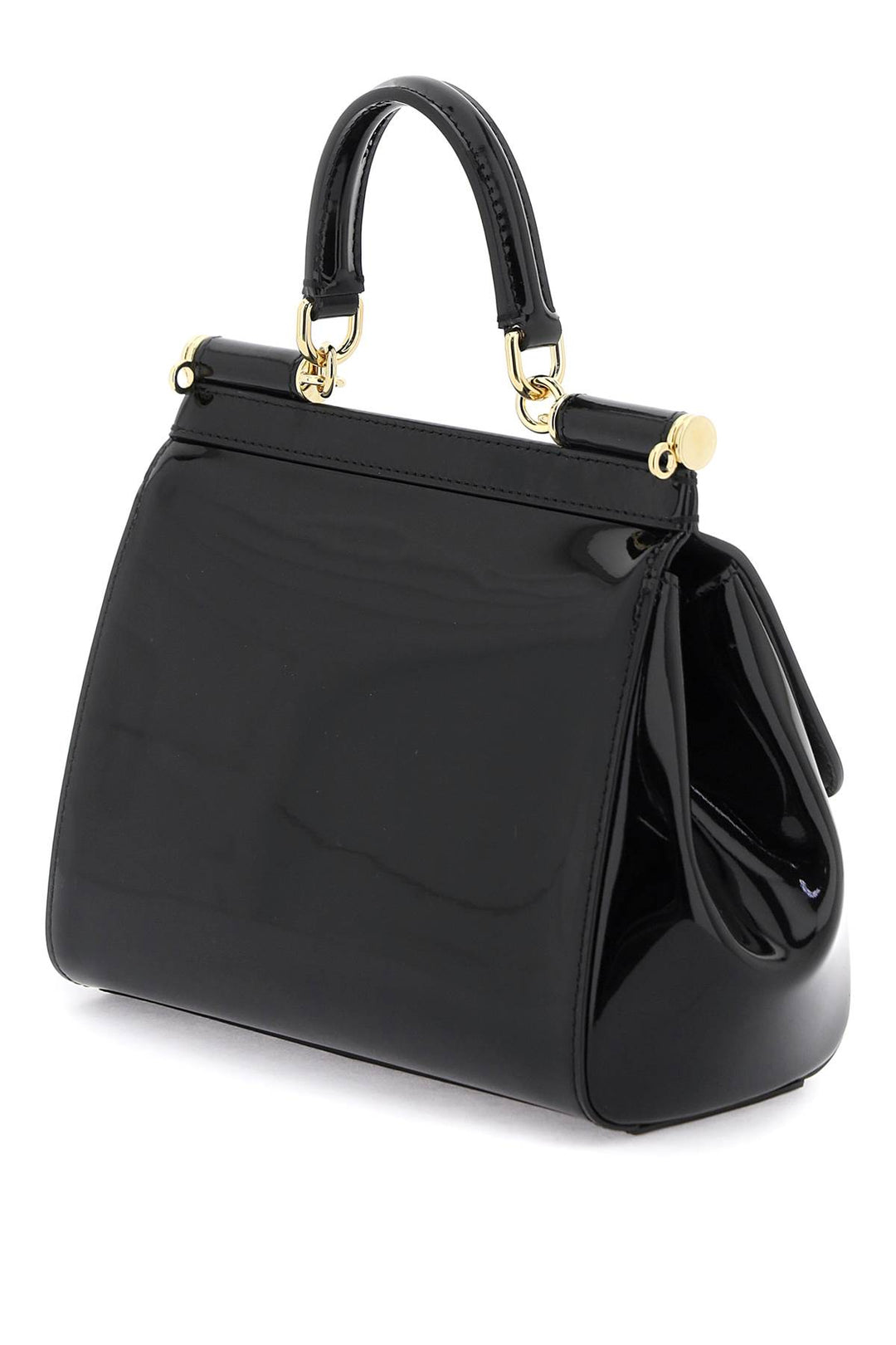 Dolce & Gabbana Patent Leather 'Sicily' Handbag   Black