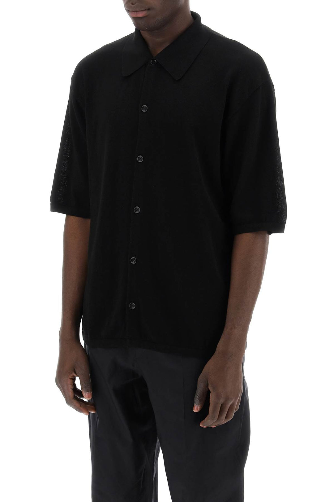Lemaire Short Sleeved Knit Shirt For   Nero