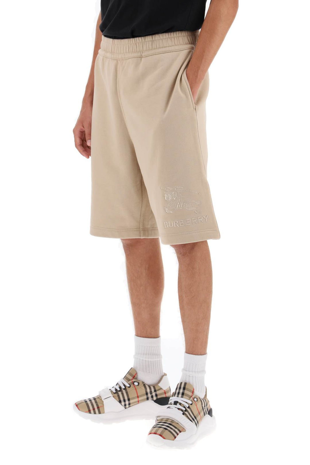 Burberry Taylor Sweatshorts With Embroidered Ekd   Beige