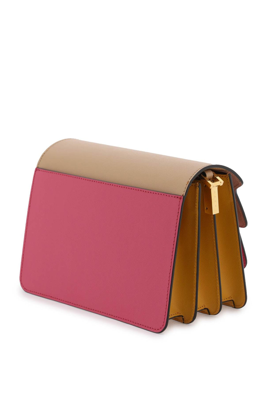 Marni Tricolor Leather Medium Trunk Bag   Beige
