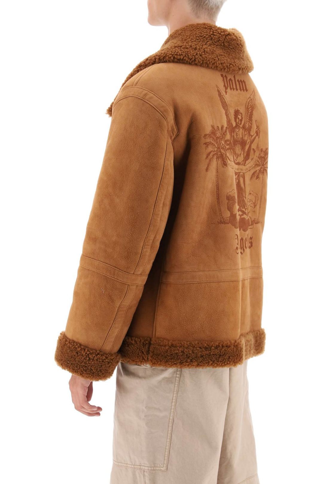 Palm Angels University Shearling Jacket   Marrone