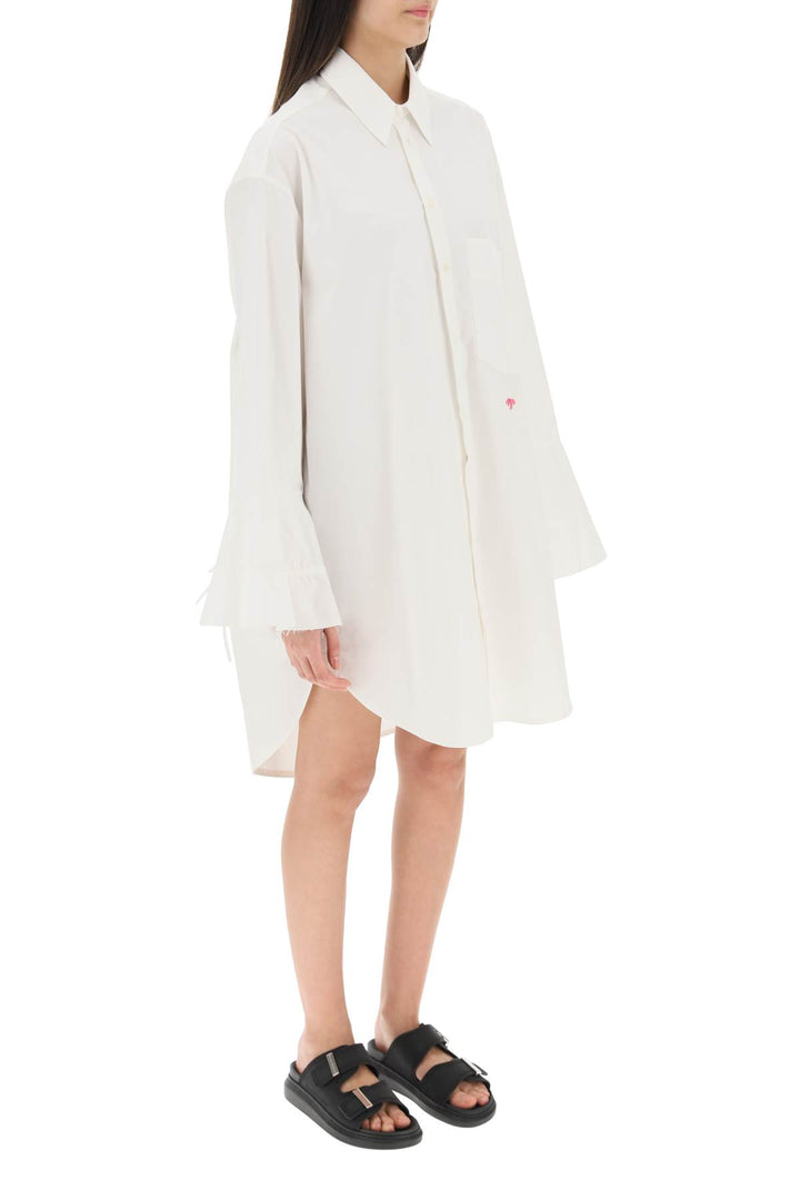 Palm Angels Shirt Dress With Bell Sleeves   Bianco