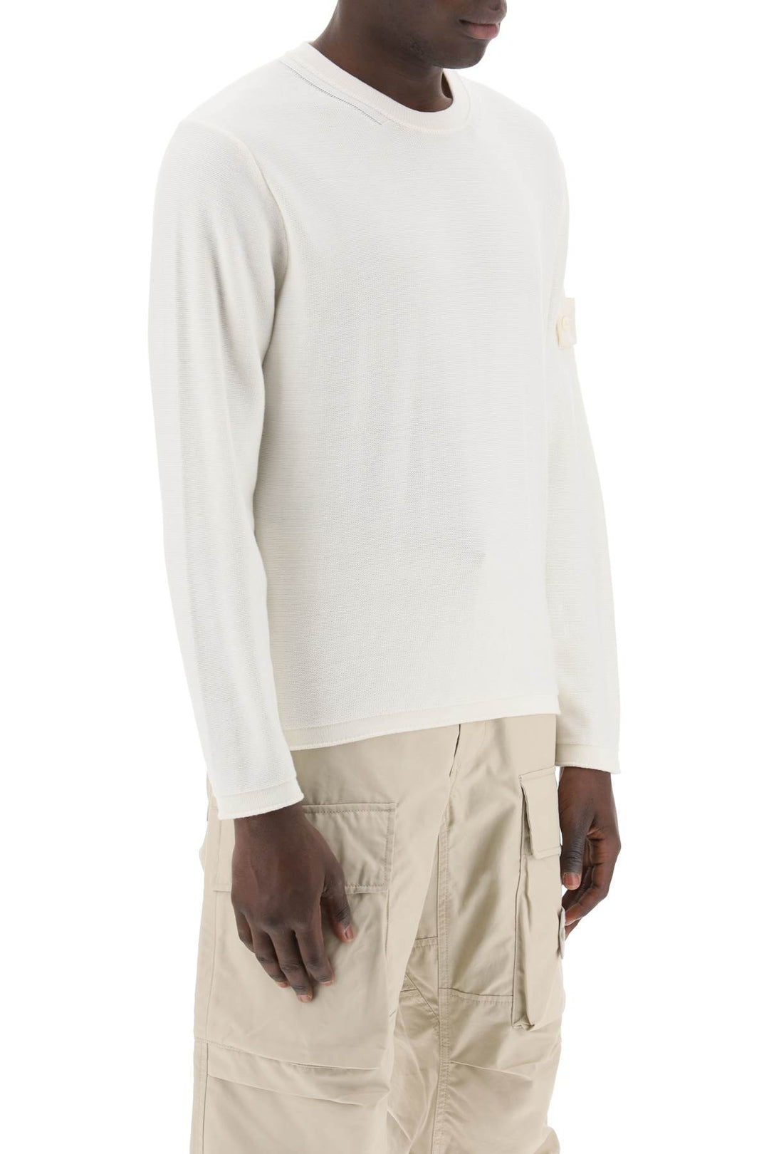 Stone Island Cotton And Cashmere Ghost Piece Pullover   Bianco