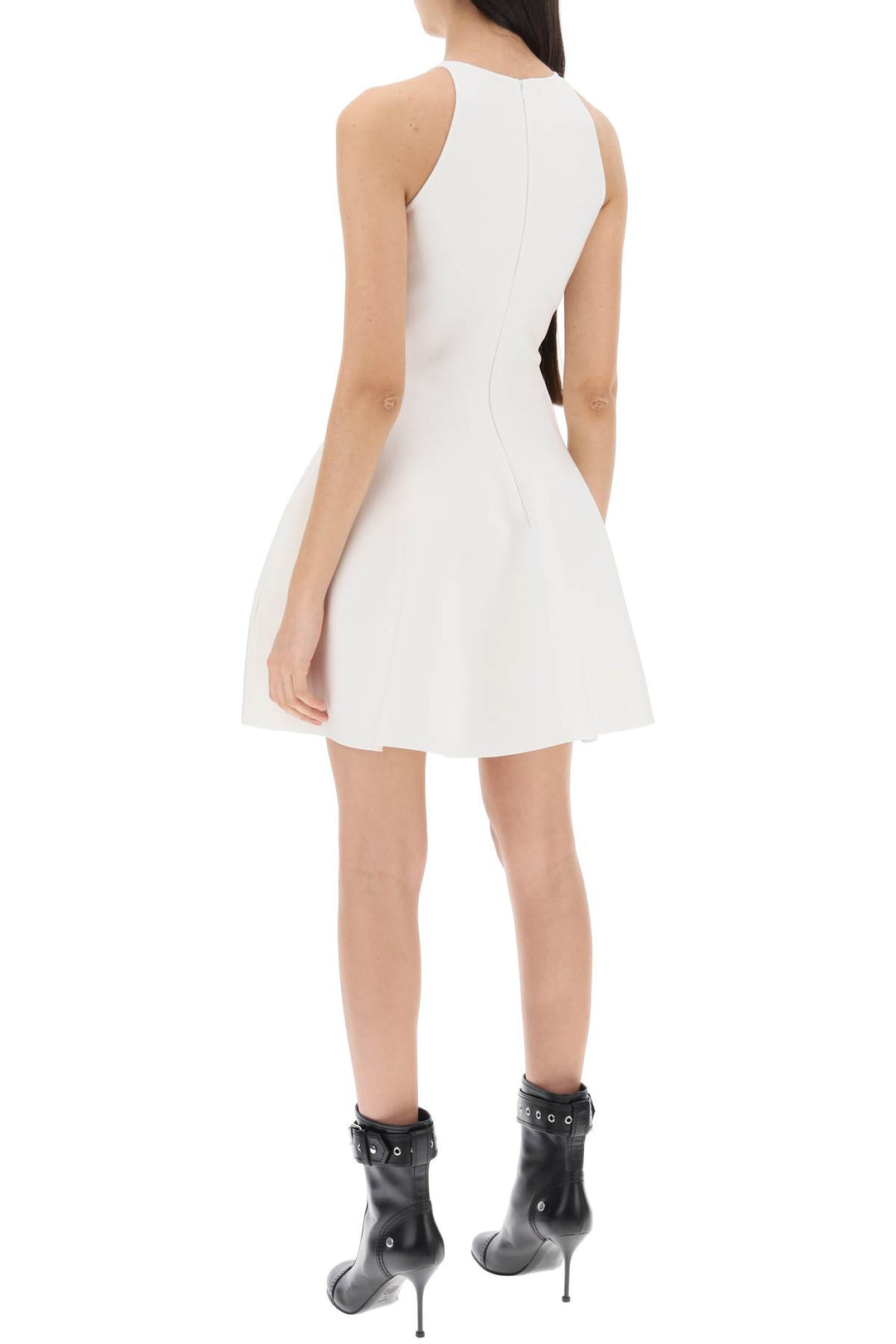 Alexander Mcqueen Replace With Double Quotemini Knitted Skater Dress   Bianco