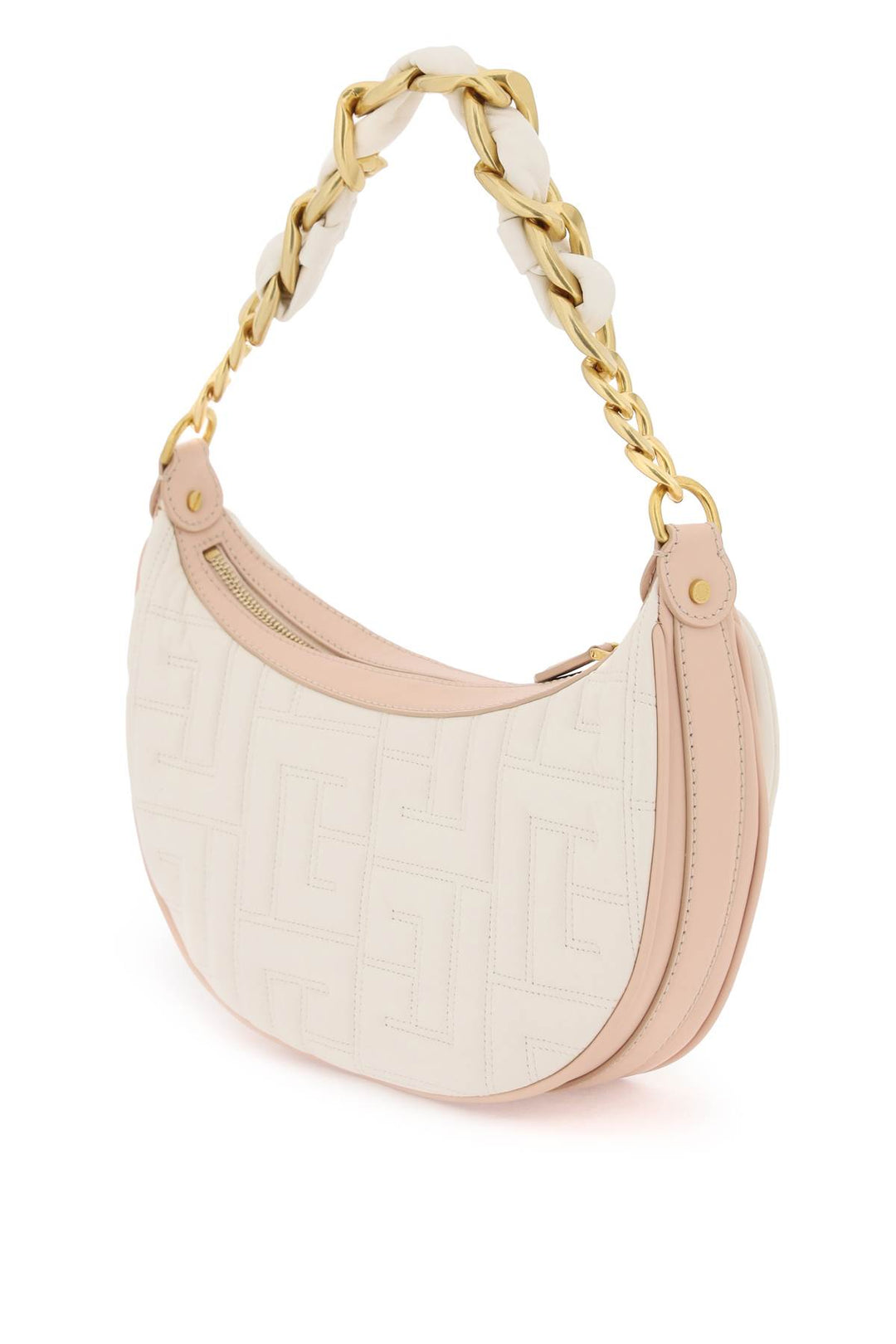 Balmain 1945 Soft Quilted Leather Hobo Bag   Bianco