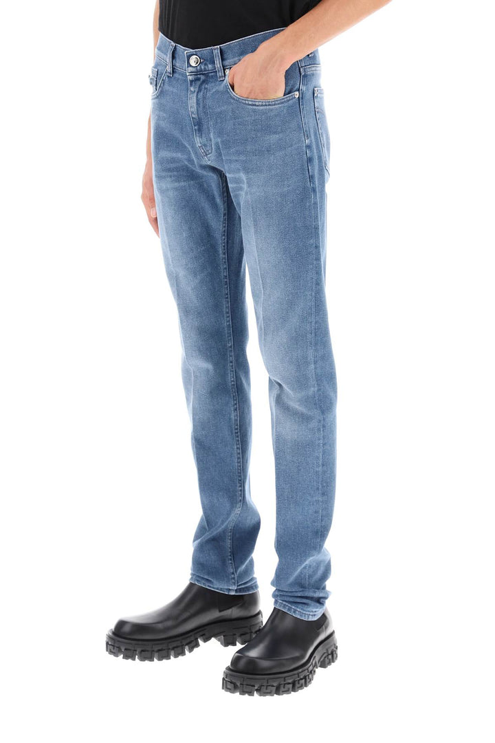 Versace Stretch Denim Slim Fit Jeans   Celeste