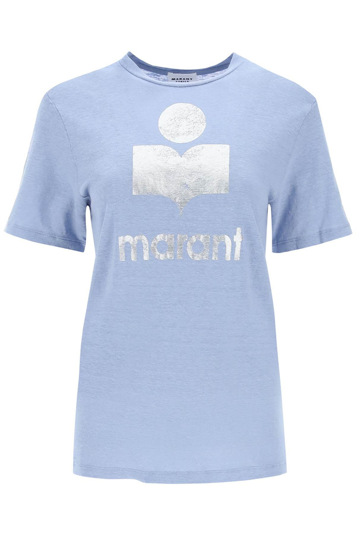 Isabel Marant Etoile Zewel T Shirt With Metallic Logo Print   Argento