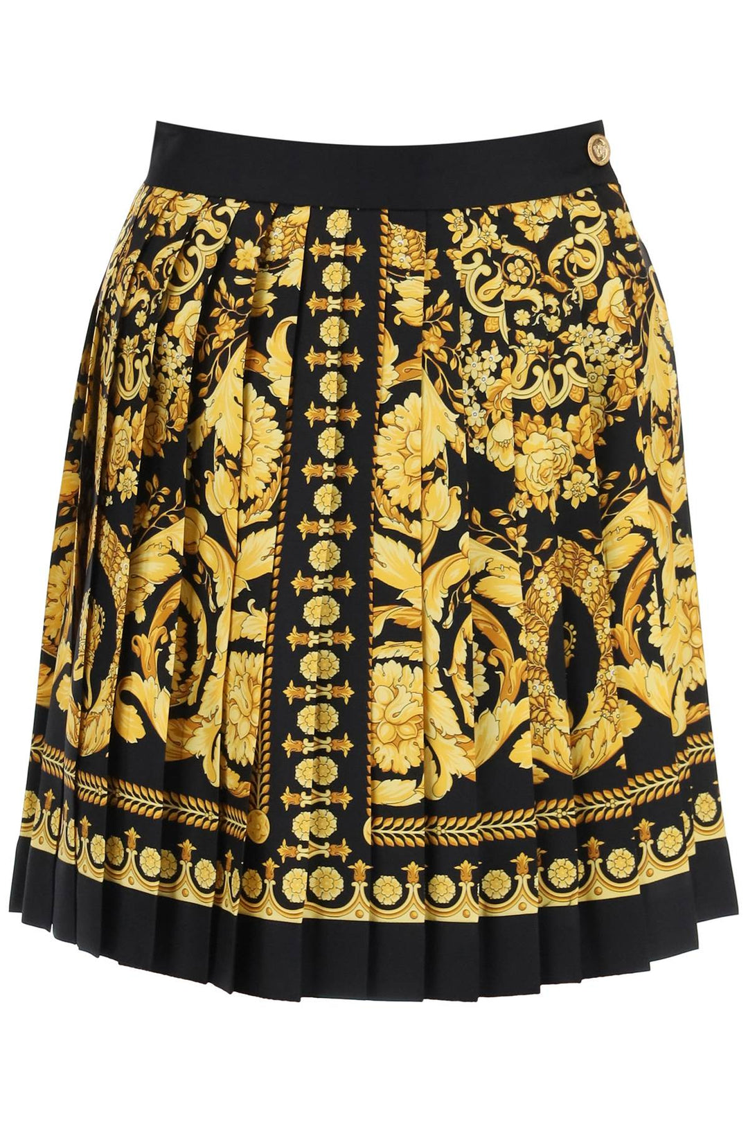 Versace Barocco Pleated Mini Skirt   Giallo