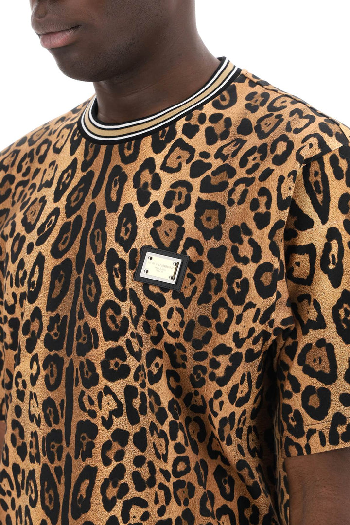 Dolce & Gabbana Leopard Print T Shirt With   Beige
