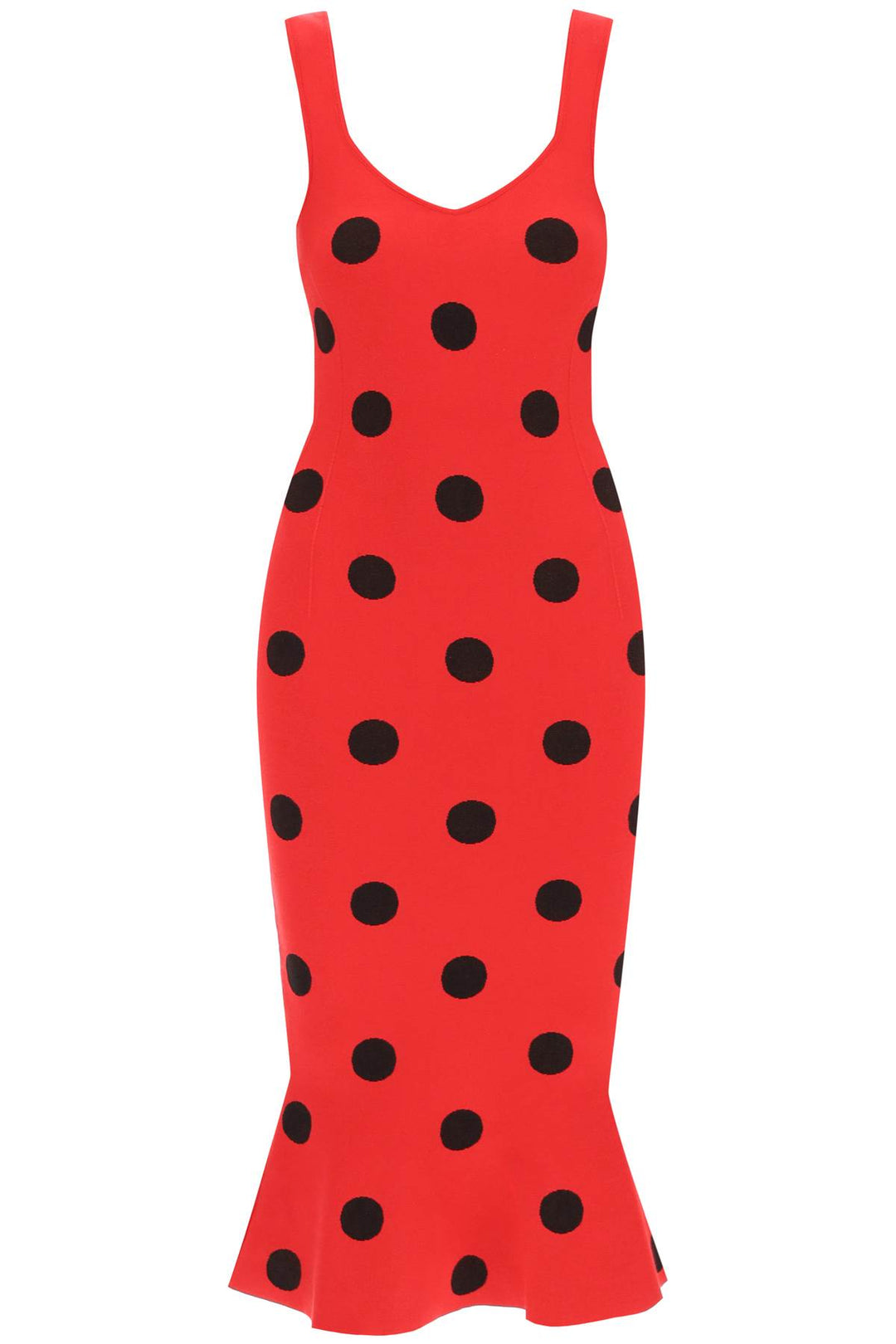 Marni Polka Dot Knit Midi Dress   Rosso