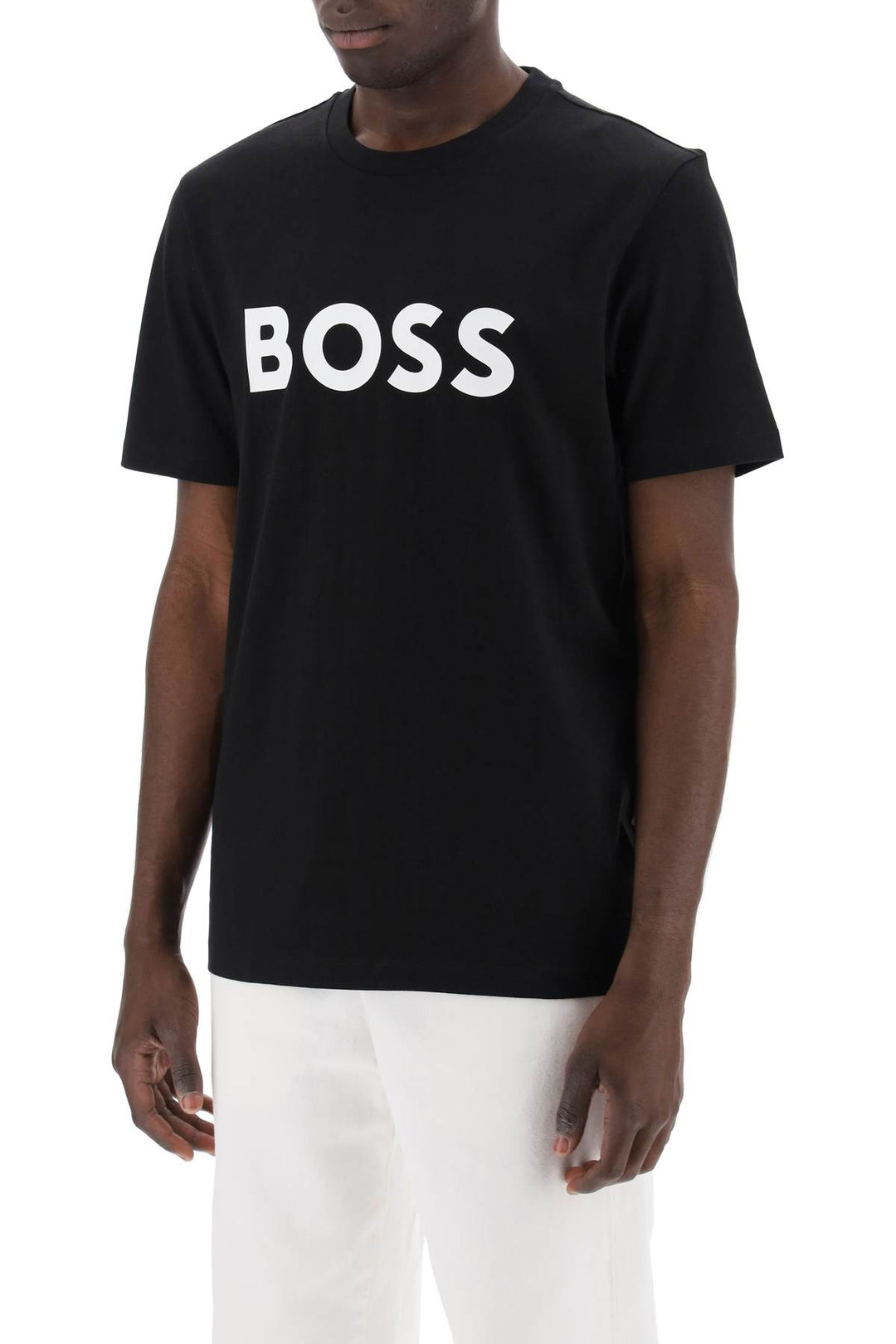 Boss Tiburt 354 Logo Print T Shirt   Nero
