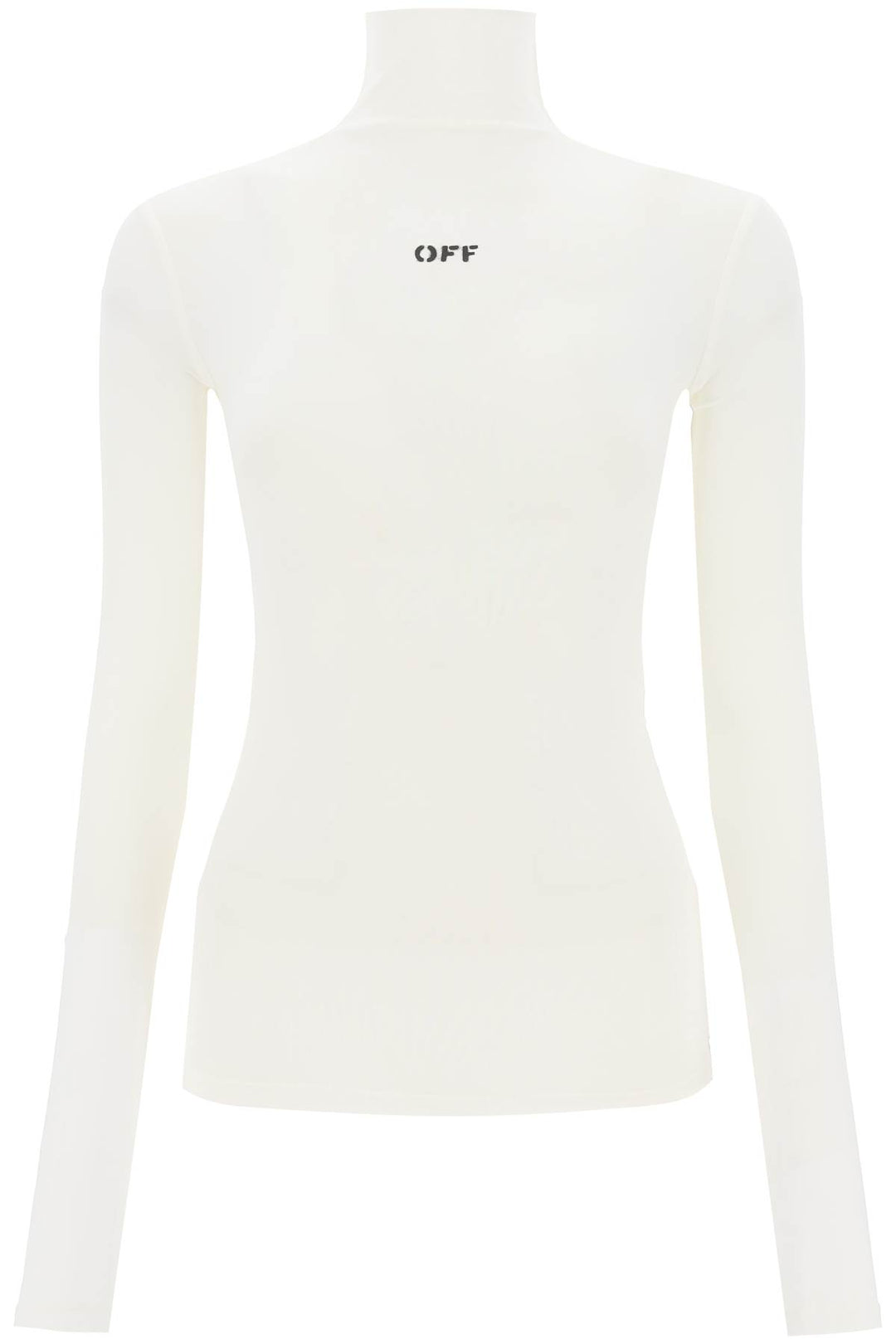 Off White Funnel Neck T Shirt With Off Logo   Bianco
