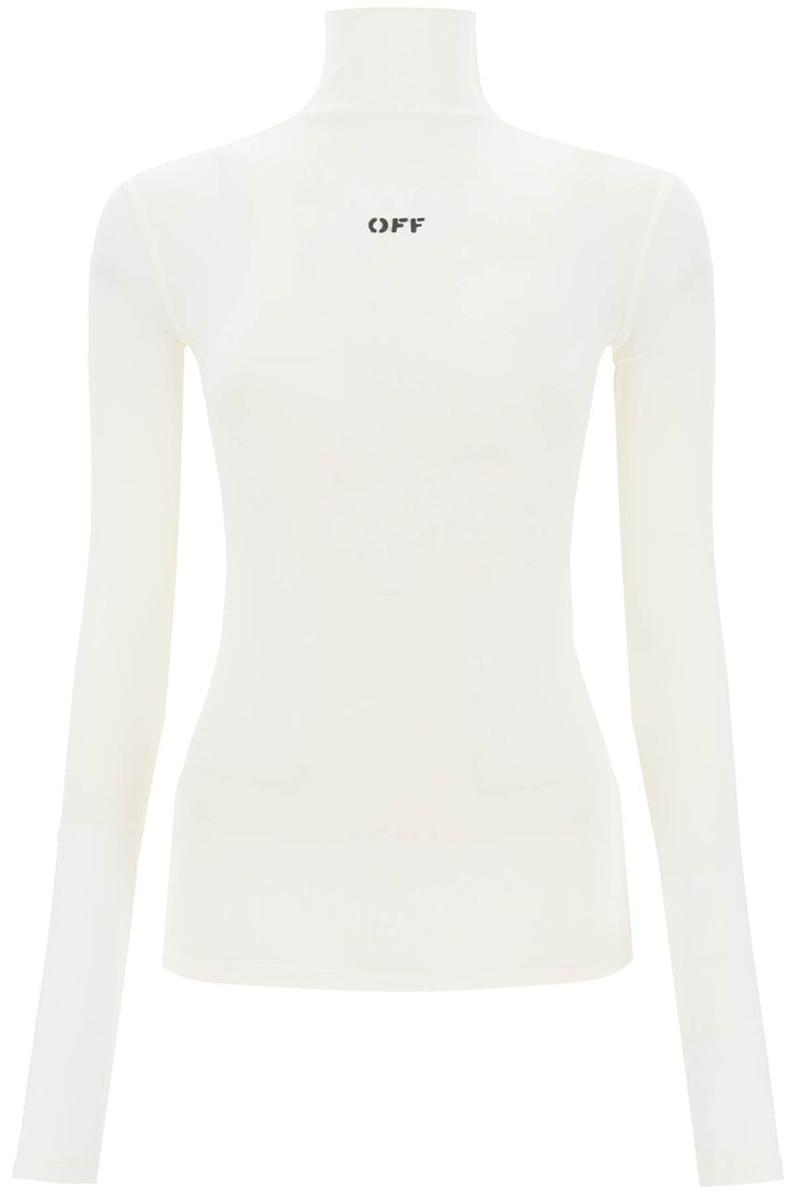 Off White Funnel Neck T Shirt With Off Logo   Bianco