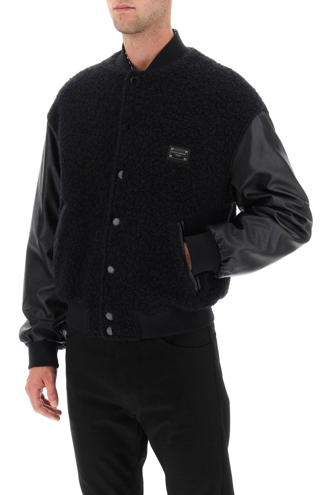 Dolce & Gabbana Wool Teddy Bomber Jacket   Nero