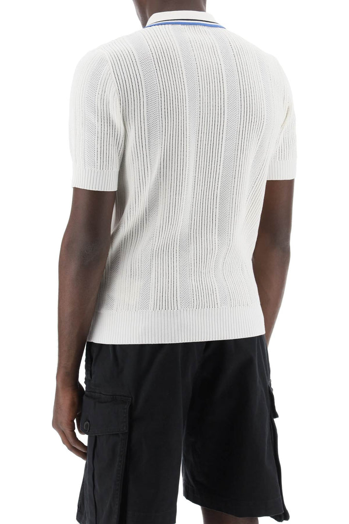 Dsquared2 Perforated Knit Polo Shirt   Bianco