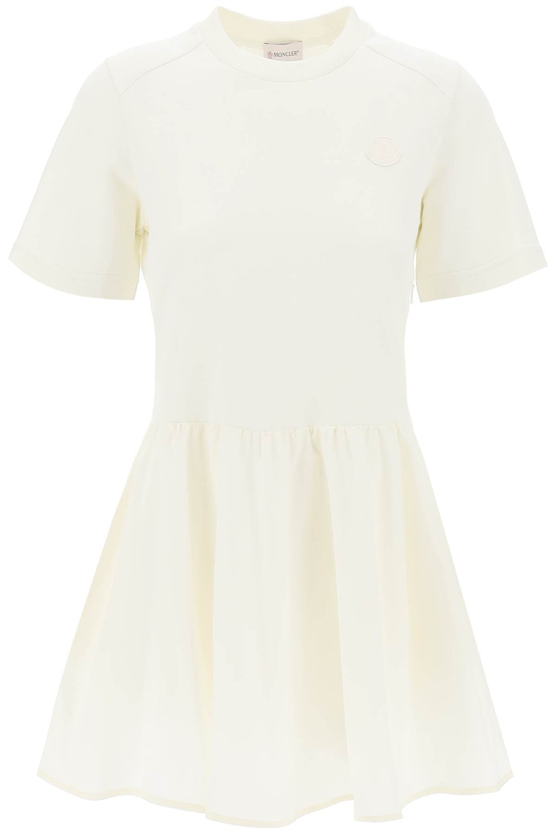 Moncler Two Tone Mini Dress With   Bianco