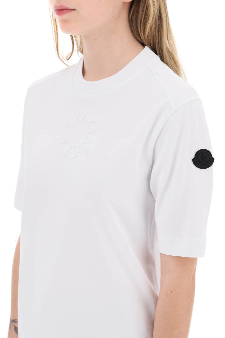 Moncler Embossed Logo T Shirt   Bianco