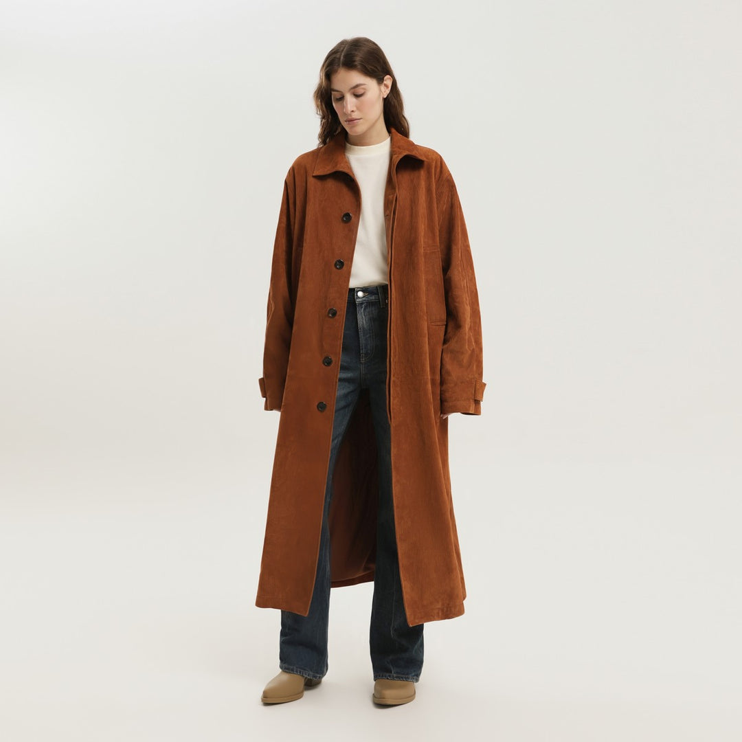 1989 STUDIO corduroy leather Mackintosh coat