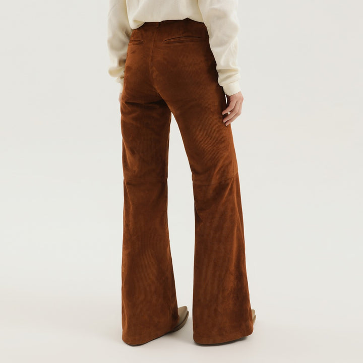 1989 STUDIO Corduroy flared leather pants