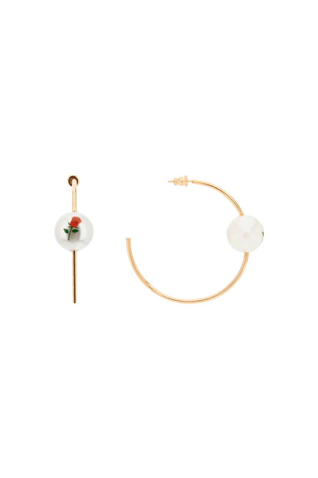 Saf Safu 'Pearl & Roses' Hoop Earrings   Oro