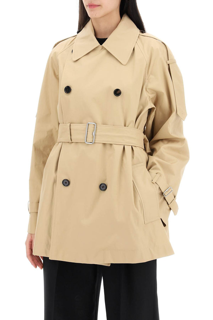 Burberry Double Breasted Midi Trench Coat   Beige