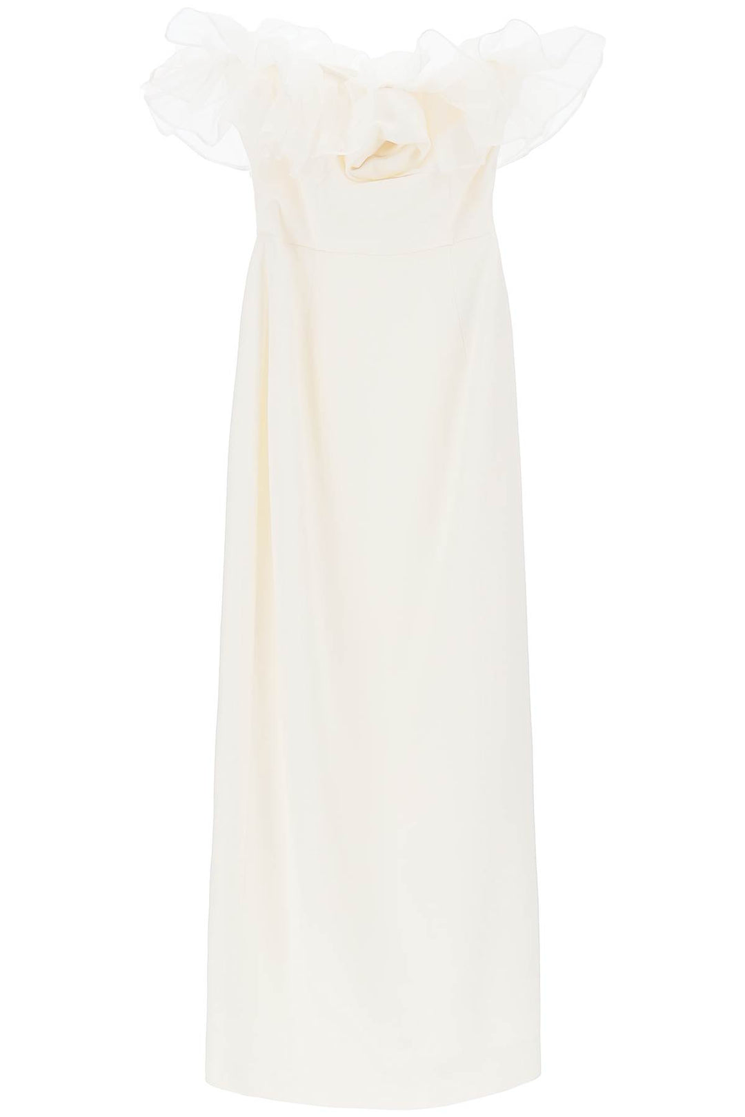 Alessandra Rich Strapless Dress With Organza Details   Bianco