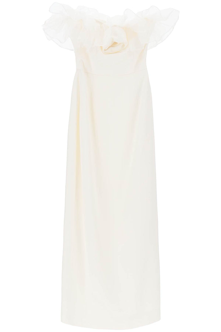 Alessandra Rich Strapless Dress With Organza Details   Bianco