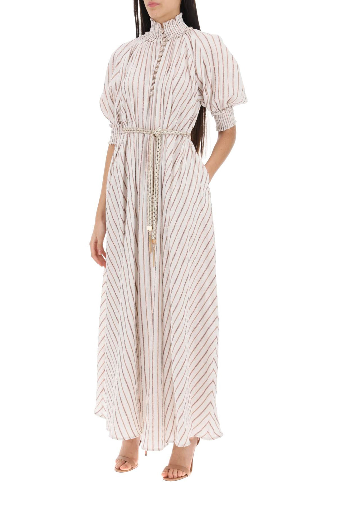 Zimmermann Devi Swing Striped Maxi Dress   Bianco