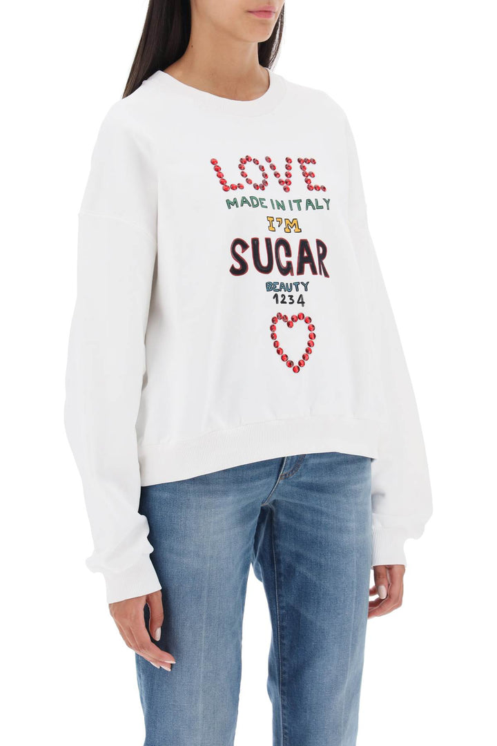 Dolce & Gabbana Lettering Print Oversized Sweatshirt   Bianco