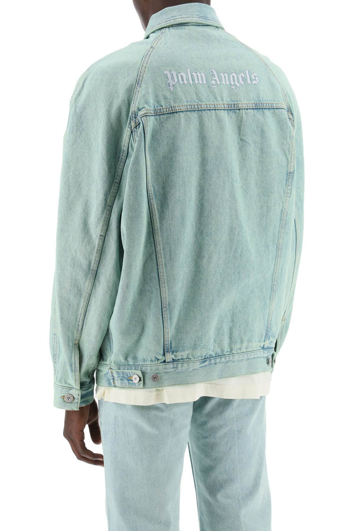 Palm Angels Replace With Double Quotedenim Overdye Jacket   Celeste