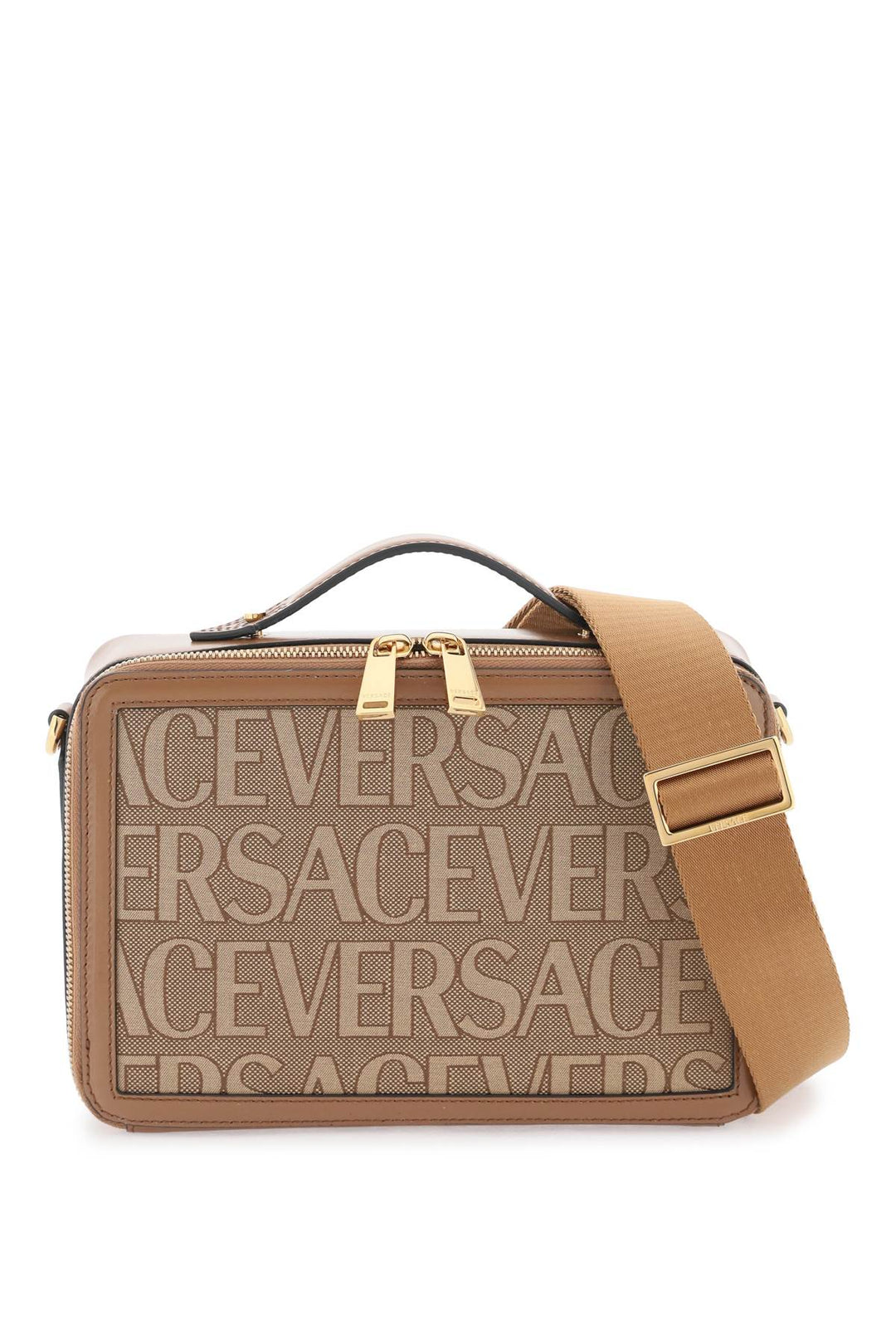 Versace Allover Messenger Bag   Brown