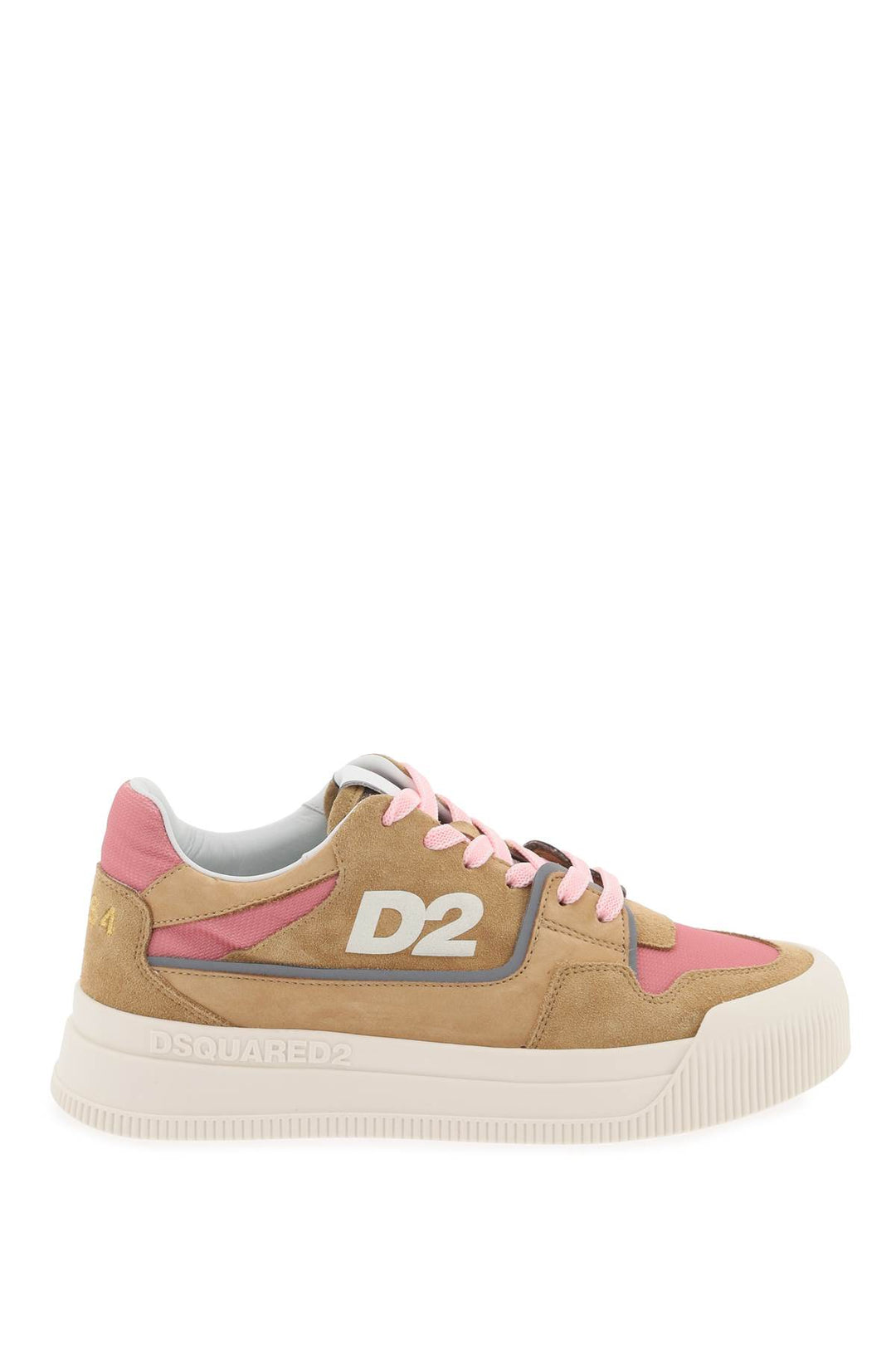 Dsquared2 Suede New Jersey Sneakers In Leather   Beige