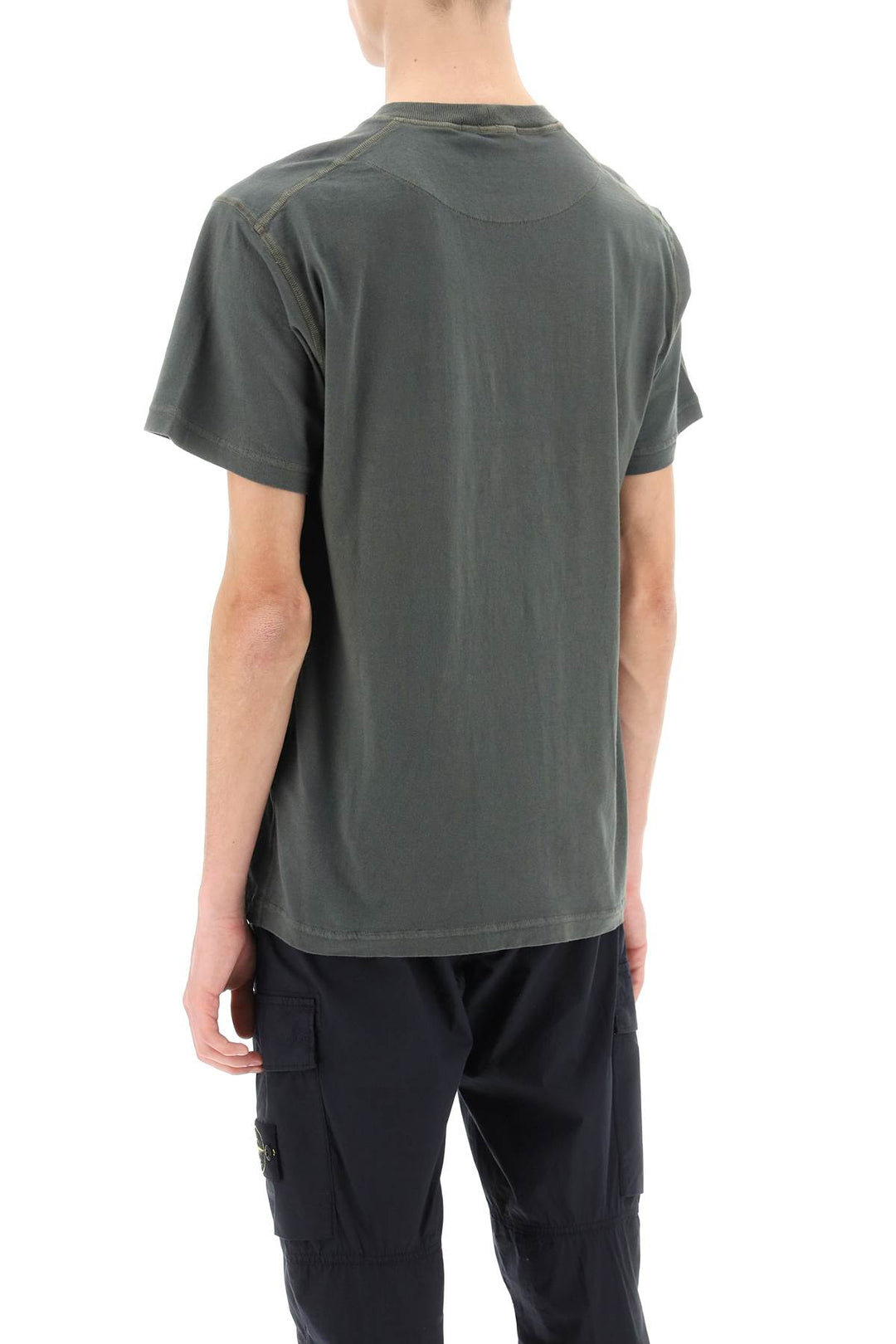 Stone Island Crew Neck T Shirt With Logo Patch   Verde