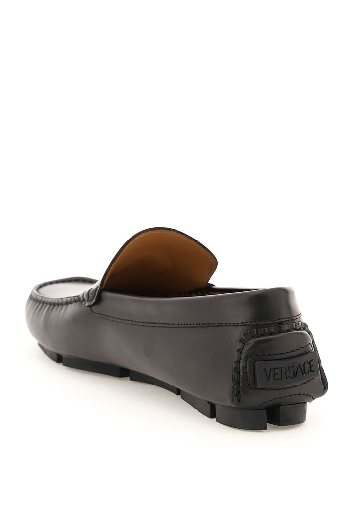 Versace La Medusa Leather Loafers   Nero