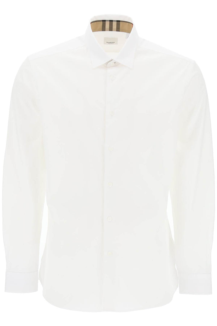 Burberry Sherfield Shirt In Stretch Cotton   Bianco