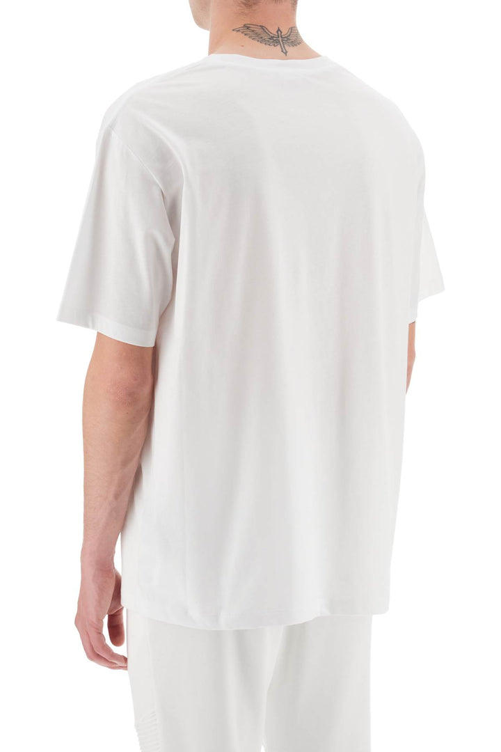 Balmain Logo Print T Shirt   Bianco